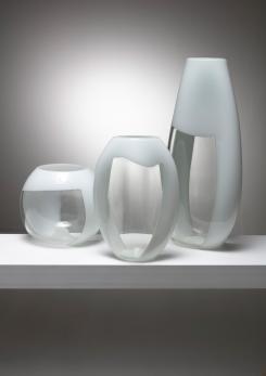 Compasso - Set of Three Glass Vases Manufactured by Vetreria Vistosi