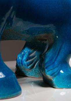 Compasso - Blue Ceramic Horse Sculpture by Alvino Bagni
