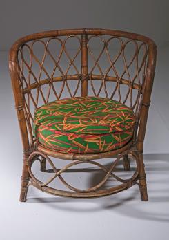 Compasso - Set of Two Italian 50s Wicker Chairs by Lio Carminati for Casa & Giardino Compasso - Set of Two Italian 50s Wicker Chairs by Lio Carminati for Casa & Giardino