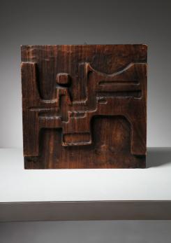 Compasso - Italian 60s Wood Carved Decorative Panel
