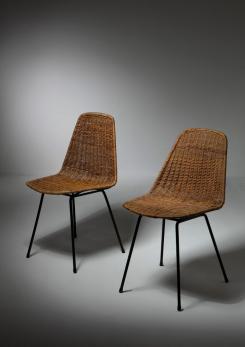 Compasso - Pair of "Basket" Chairs by Gian Franco Legler for Home Compasso - Pair of "Basket" Chairs by Gian Franco Legler for Home