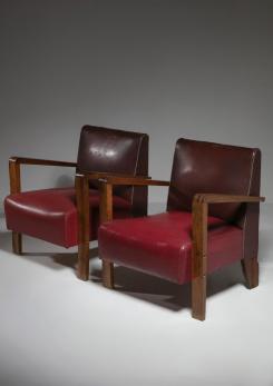 Compasso - Pair of Italian 30s Rationalist Lounge Chairs