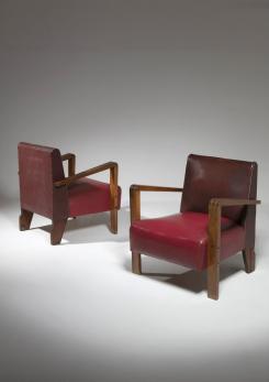 Compasso - Pair of Italian 30s Rationalist Lounge Chairs Compasso - Pair of Italian 30s Rationalist Lounge Chairs
