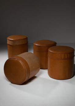 Compasso - Set of Four Leather Stools Compasso - Set of Four Leather Stools