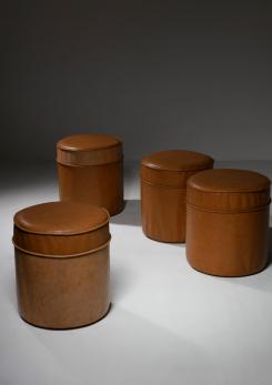 Compasso - Set of Four Leather Stools