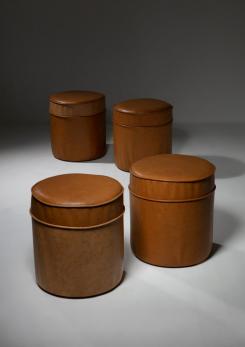 Compasso - Set of Four Leather Stools