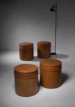 Compasso - Set of Four Leather Stools