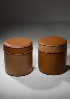 Compasso - Set of Four Leather Stools