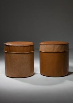 Compasso - Set of Four Leather Stools Compasso - Set of Four Leather Stools