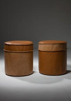 Compasso - Set of Four Leather Stools