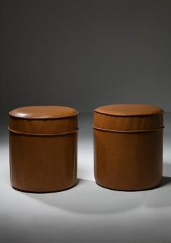 Compasso - Set of Four Leather Stools