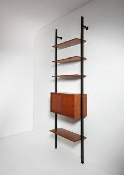 Compasso - "Lama" Minimal Wood and Metal Bookcase by Paolo Tilche for Arform, Italy, 1960s