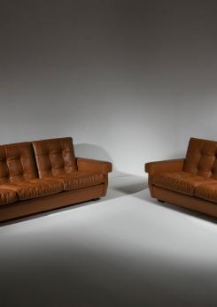 Compasso - Leather Settee Model 919 by Ico Parisi for Cassina, Italy, 1960s