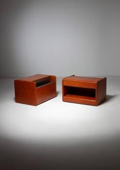 Compasso - Pair of Leather Night Stands by Luigi Massoni for Poltrona Frau