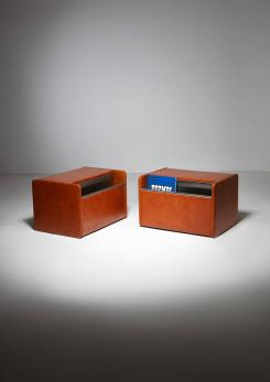 Compasso - Pair of Leather Night Stands by Luigi Massoni for Poltrona Frau