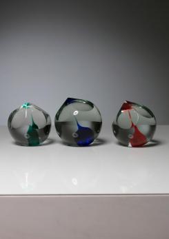 Compasso - Set of Three Crystal Paperweight by Barbini