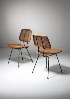 Compasso - Pair of Italian 50s Wicher Chairs