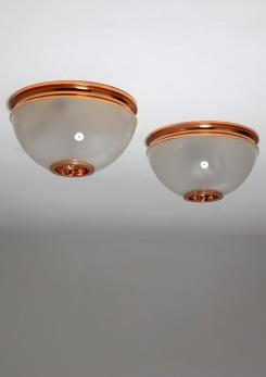 Compasso - Pair of Copper Ceiling Lamps by Aldo Cosmacini