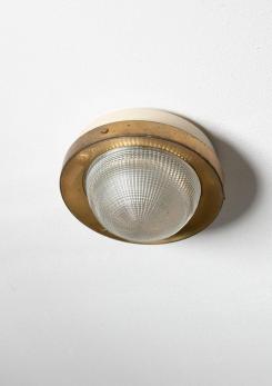 Compasso - Brass and Glass Ceiling Lamp by Stilnovo, Italy, 1950s