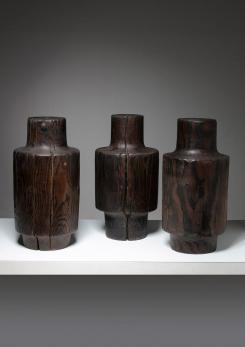 Compasso - Three Burnished Solid Wood Sculptures