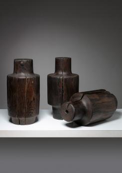 Compasso - Three Burnished Solid Wood Sculptures