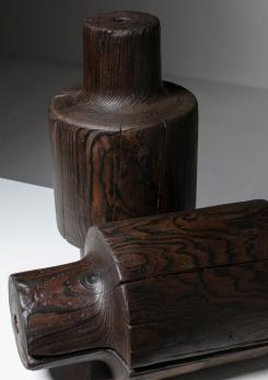 Compasso - Three Burnished Solid Wood Sculptures