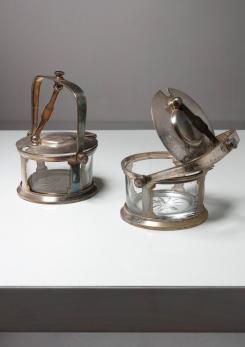 Compasso - Pair of Silver Plate Cheese Holders by Gio Ponti for Calderoni