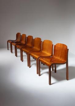 Compasso - Set of Six Bartoli Mito plywood chairs for T70