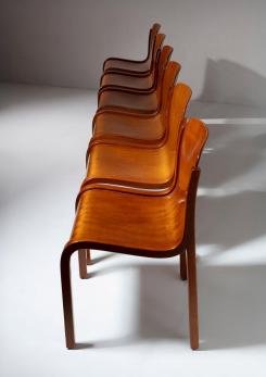 Compasso - Set of Six Bartoli Mito plywood chairs for T70