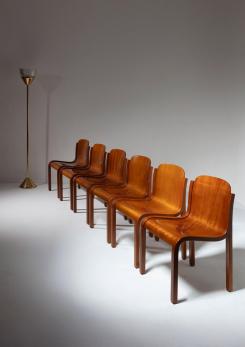 Compasso - Set of Six Bartoli Mito plywood chairs for T70