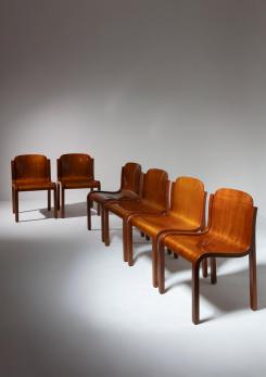Compasso - Set of Six Bartoli Mito plywood chairs for T70