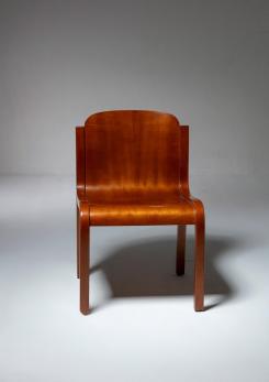 Compasso - Set of Six Bartoli Mito plywood chairs for T70