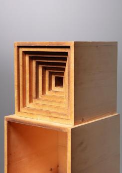 Compasso - Wood Geometric Sculpture by Elio Mari and Giovanni Sacchi