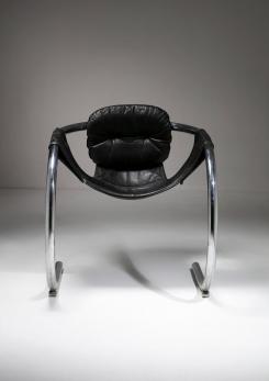 Compasso - Black Leather "Palo Alto" Chair by Byron Botker for Landes - Lyda Levi Compasso - Black Leather "Palo Alto" Chair by Byron Botker for Landes - Lyda Levi