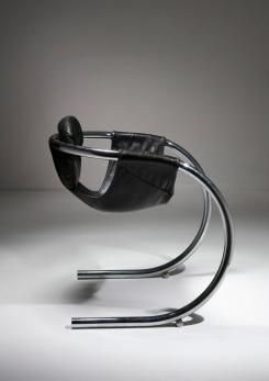 Compasso - Black Leather "Palo Alto" Chair by Byron Botker for Landes - Lyda Levi