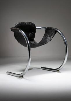 Compasso - Black Leather "Palo Alto" Chair by Byron Botker for Landes - Lyda Levi Compasso - Black Leather "Palo Alto" Chair by Byron Botker for Landes - Lyda Levi