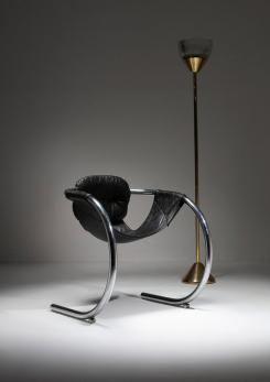 Compasso - Black Leather "Palo Alto" Chair by Byron Botker for Landes - Lyda Levi