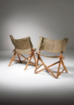 Compasso - Pair of "Praia" Folding Chairs by Gavina Compasso - Pair of "Praia" Folding Chairs by Gavina
