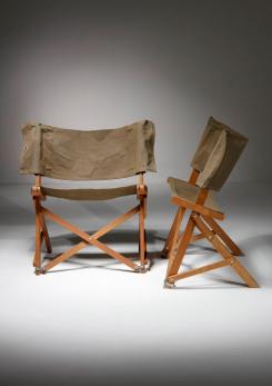 Compasso - Pair of "Praia" Folding Chairs by Gavina