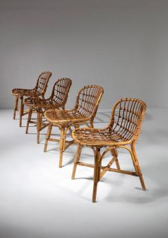 Compasso - Set of Four Wicker Chairs by Tito Agnoli for Bonacina