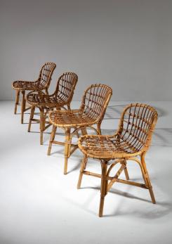 Compasso - Set of Four Wicker Chairs by Tito Agnoli for Bonacina
