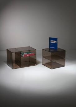 Compasso - Pair of Italian 70s Smoked Glass Night Stands