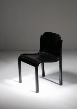 Compasso - Set of Five Black Bartoli Mito plywood chairs for T70