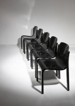 Compasso - Set of Five Black Bartoli Mito plywood chairs for T70