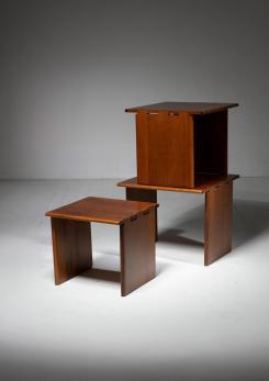 Compasso - Set of Three Walnut Nesting Tables