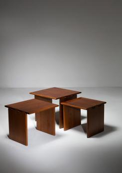Compasso - Set of Three Walnut Nesting Tables
