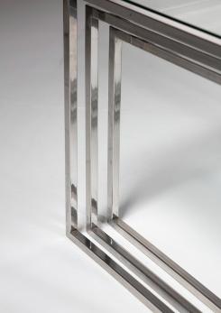 Compasso - Set of Three Steel and Brass Cubic Nesting Tables, Italy, 1970s