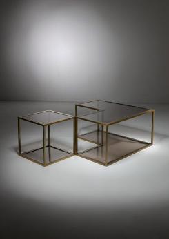 Compasso - Set of Two Chrome/Brass Low Tables