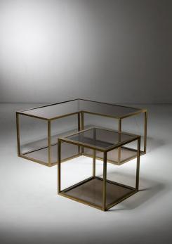 Compasso - Set of Two Chrome/Brass Low Tables