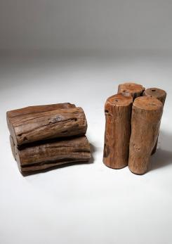 Compasso - Pair of Italian 60s Wood Stools